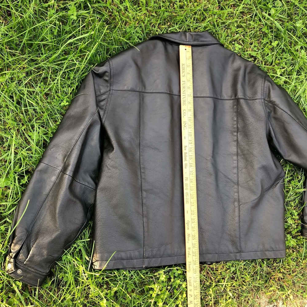Susquehanna Trail Leather Jacket Mens XXL Black Tartan Plaid Lined Bomber Grunge - Picture 9 of 14